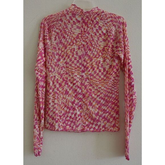 Free People Movement OB1137901 Women's Sz M Pink High Jump Printed L/S Mesh Top - Picture 2 of 9